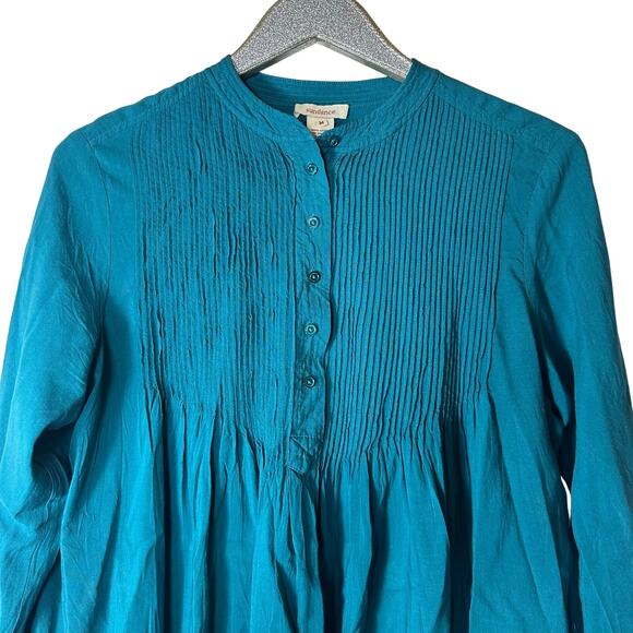 Sundance Blue Pleated Bib Long Sleeve Top - Picture 3 of 5